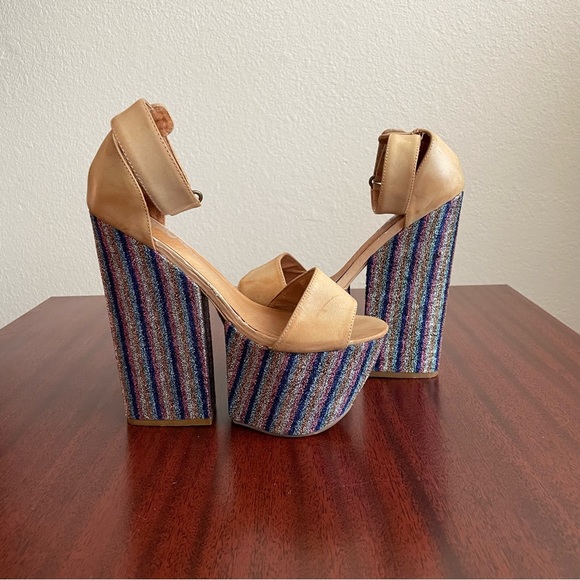 Jeffrey Campbell Disco Multicolored 1970s Platform Sandals - Picture 2 of 13